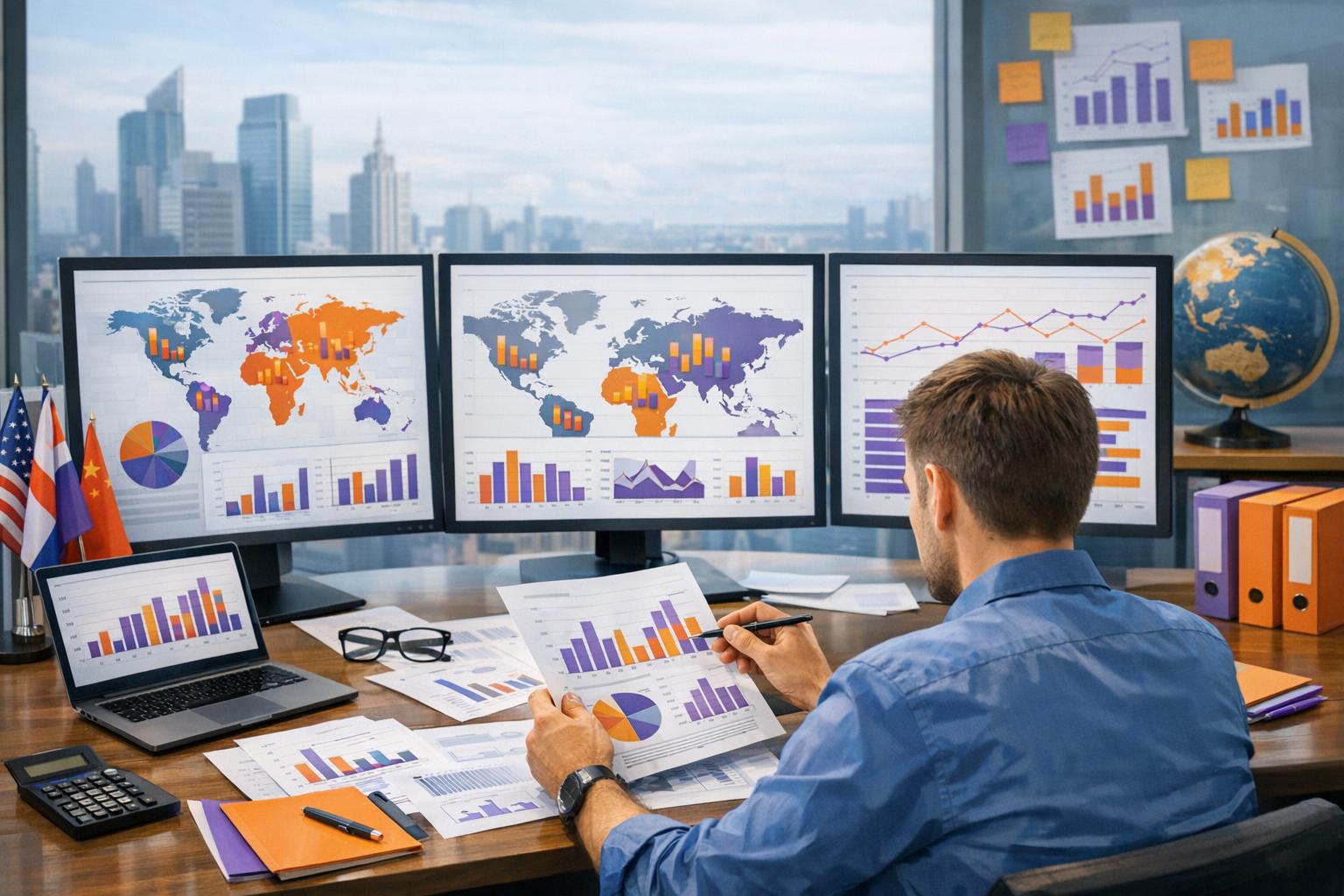 Business leaders reviewing international compensation benchmarking data across countries